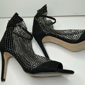 Women's Heels Fashion High Mesh Open Toe Sandals Ankle Boot Back Zip Shoes 6M